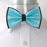 Men's Sky Blue Plaid Silk Pre-Tied Bow Tie - Amedeo Exclusive